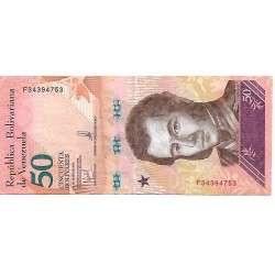 2018 - Venezuela P105 billete de 50 Bolívares MBC 2018 - Venezuela P105 billete de 50 Bolívares MBC