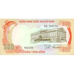 1972 - Vietnam del Sur PIC 33 billete de 500 Dong S/C