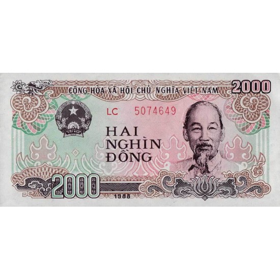 1988 - Viet Nam Pic 107b 2000 Dong banknote 1988 - Viet Nam Pic 107b 2000 Dong banknote