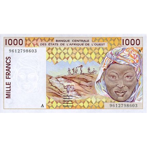 1992 - W. Afri.State (Ivory Coast) Pic 111Ab 1.000 Frs. banknote