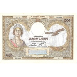 1931 - Yugoslavia PIC 29 billete de 1000 Dinara EBC 1931 - Yugoslavia PIC 29 billete de 1000 Dinara EBC