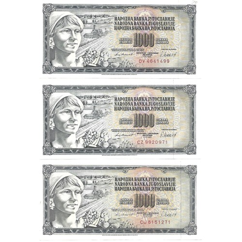 1981 - Yugoslavia PIC 92d billete de 1.000 Dinara EBC