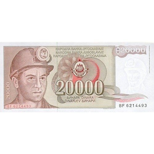 1987 - Yugoslavia Pic 95         billete de 20.000 Dinara