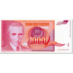 1992 - Yugoslavia Pic 114       billete de 1.000 Dinara