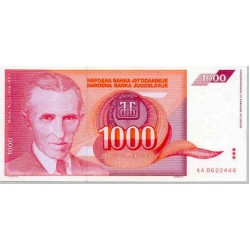 1992 - Yugoslavia 1.000 Dinara banknote PIC 114 UNC 1992 - Yugoslavia 1.000 Dinara banknote PIC 114 UNC