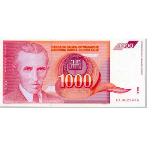 1992 - Yugoslavia Pic 114       billete de 1.000 Dinara