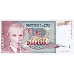 1993 - Yugoslavia 5.000.000 Dinara banknote PIC 121 UNC 1993 - Yugoslavia 5.000.000 Dinara banknote PIC 121 UNC