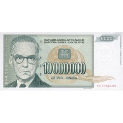 1993 - Yugoslavia Pic 122       billete de 10.000.000 Dinara
