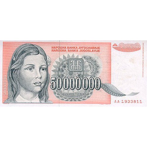 1993 - Yugoslavia PIC 123 billete de 50.000.000 Dinara S/C