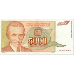 1993 - Yugoslavia 5.000 Dinara banknote PIC 128 UNC 1993 - Yugoslavia 5.000 Dinara banknote PIC 128 UNC