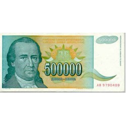 1993 - Yugoslavia 500.000 Dinara banknote PIC 131 UNC 1993 - Yugoslavia 500.000 Dinara banknote PIC 131 UNC