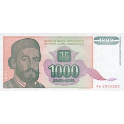 1994 - Yugoslavia Pic 140a        1.000 Dinara banknote