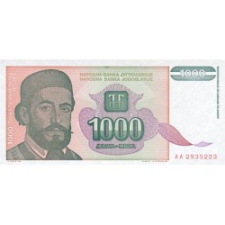 1994 - Yugoslavia 1.000 Dinara banknote PIC 140 UNC 1994 - Yugoslavia 1.000 Dinara banknote PIC 140 UNC