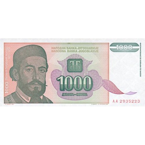 1994 - Yugoslavia PIC 140 billete de 1.000 Dinara S/C