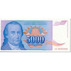 1994- Yugoslavia Pic 141a       billete de 5.000 Dinara