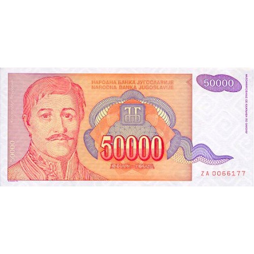 1994- Yugoslavia Pic 142a       billete de 50.000 Dinara