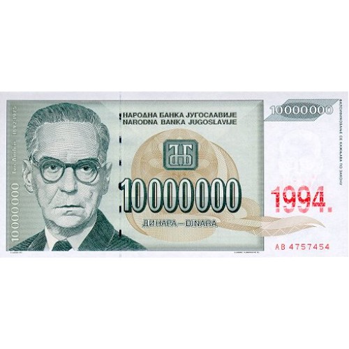 1994 - Yugoslavia PIC 144 billete de10.000.000 Dinara S/C