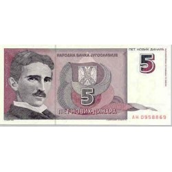 1994 - Yugoslavia 5 Novih Dinara banknote PIC 148 UNC
