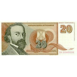 1994- Yugoslavia Pic 150       billete de 20 Novih Dinara