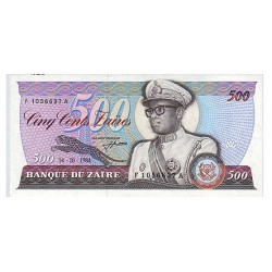 1985 - Zaire 500 Zaires banknote PIC 30b UNC