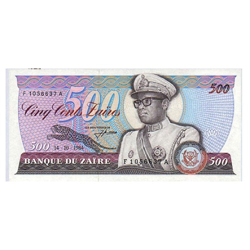 1985 - Zaire PIC 30b billete de 500 Zaires S/C
