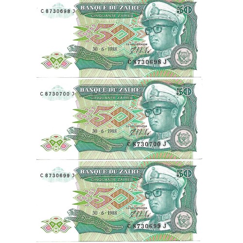 1988 - Zaire PIC 32a billete de 50 Zaires S/C-