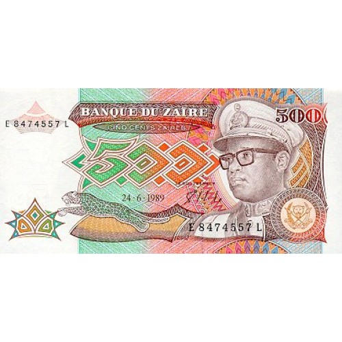 1989 - Zaire 500 Zaires banknote PIC 34a UNC