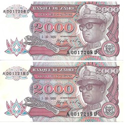 1991 - Zaire 2000 Zaires banknote PIC 36a UNC-