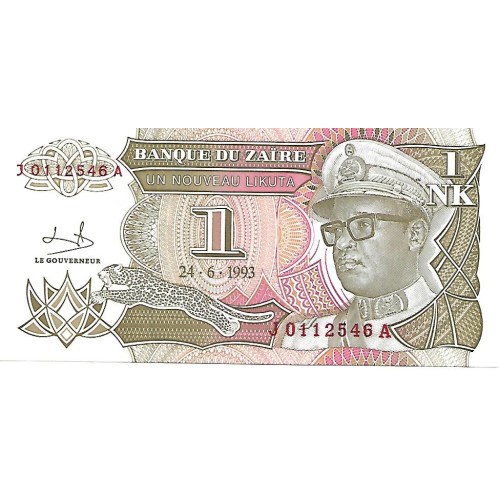 1993 - Zaire PIC 47 billete de 1 Nuevos Likuta S/C