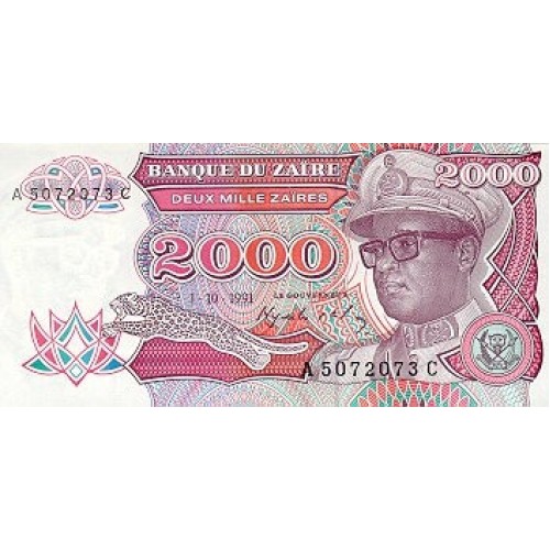 1991 - Zaire PIC 36a billete de 2000 Zaires S/C