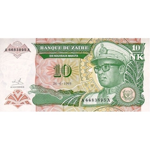 1993 - Zaire 10 Nouveaux Makuta banknote PIC 49 UNC