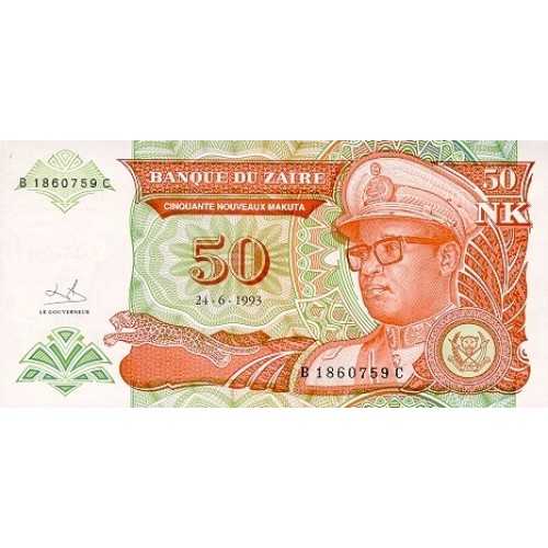 1993 - Zaire  Pic  51   50 nuevo makuta  banknote