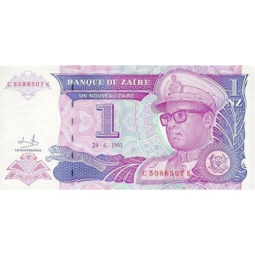 1993 - Zaire  Pic  52   1 nuevo zaire banknote