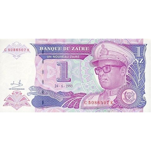 1993 - Zaire 1 Noveau Zaire banknote PIC 52a UNC