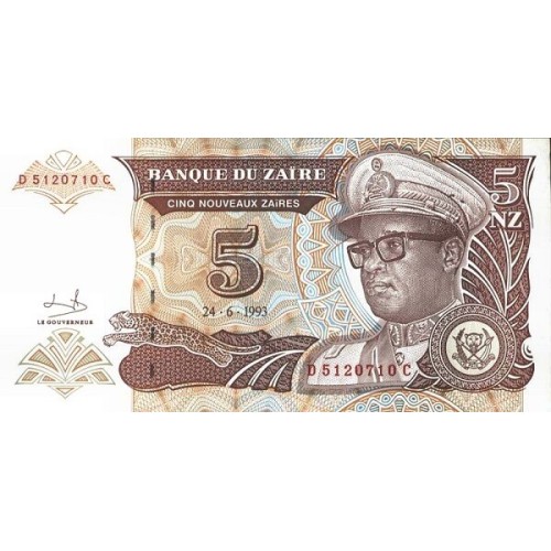 1993 - Zaire  Pic  53a   5 nuevo zaire banknote