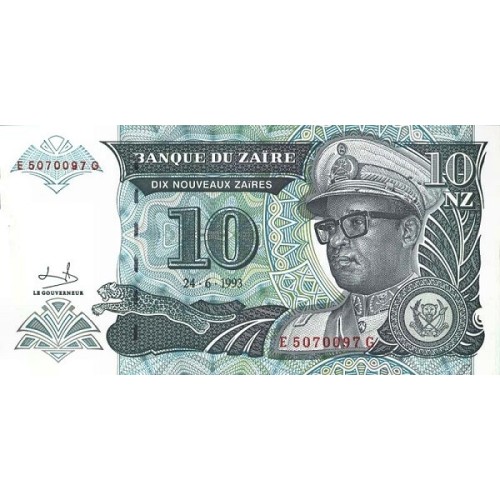 1993 - Zaire  Pic  55   10 new zaire banknote