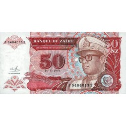 1993 - Zaire  Pic  57   50 new zaire banknote
