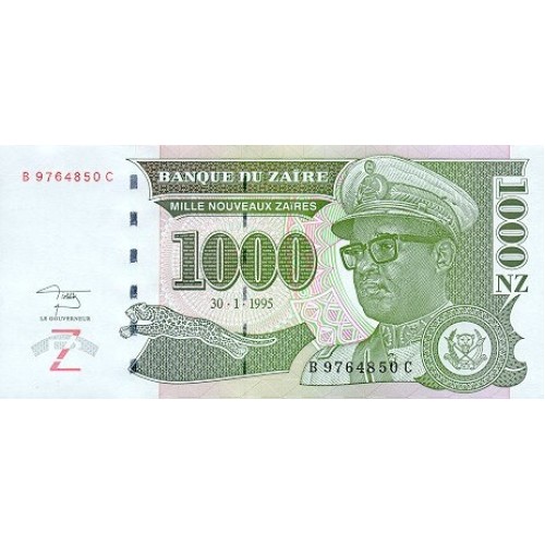 1995 Zaire  Pic  66  1000 new zaire banknote