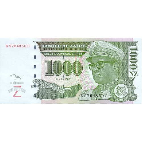 1995 Zaire  billete de 1000 Nuevo Zaire pic 66