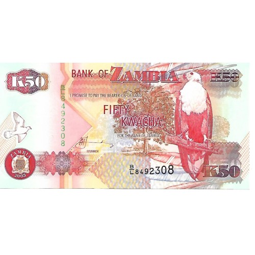 2003 - Zambia PIC 37d billete de 50 Kwacha F12 S/C 2003 - Zambia PIC 37d billete de 50 Kwacha F12 S/C