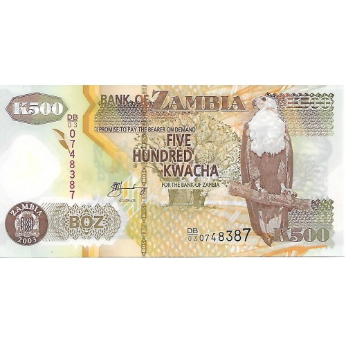 2003 - Zambia PIC 43a billete de 500 Kwacha S/C