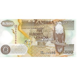 2008 - Zambia PIC 43f billete de 500 Kwacha S/C 2008 - Zambia PIC 43f billete de 500 Kwacha S/C