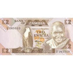 1980 - Zambia   Pic  24c          2 Kwacha  banknote