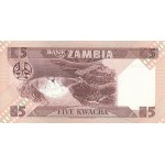 1980 - Zambia   Pic  25d          5 Kwacha  banknote