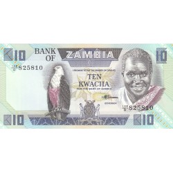 1980 - Zambia   pic  26e  billete de 10 Kwacha 
