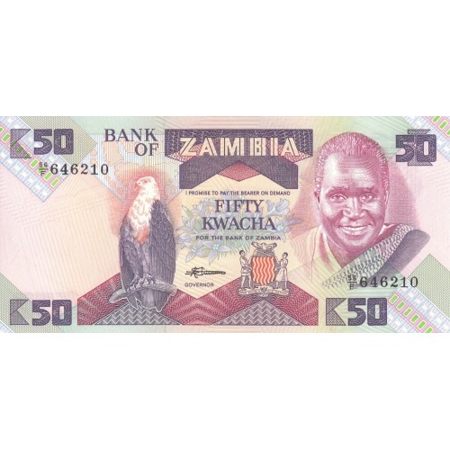 1986 Zambia pic 28 billete de 50-Kwacha 