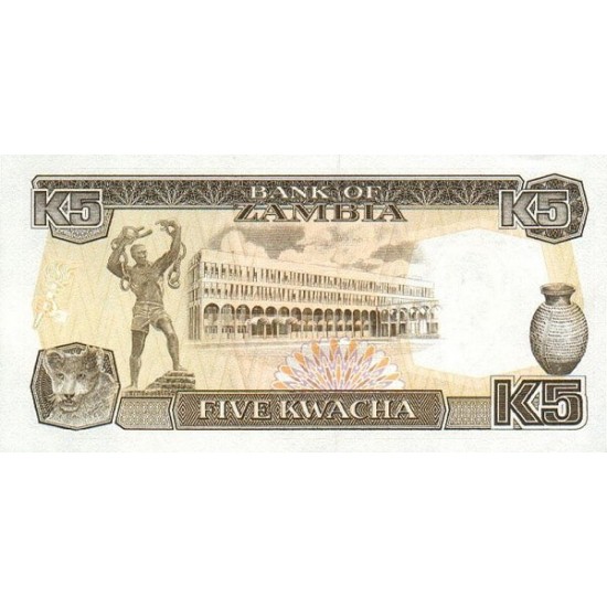 1989 - Zambia Pic 30 5 Kwacha banknote 1989 - Zambia Pic 30 5 Kwacha banknote