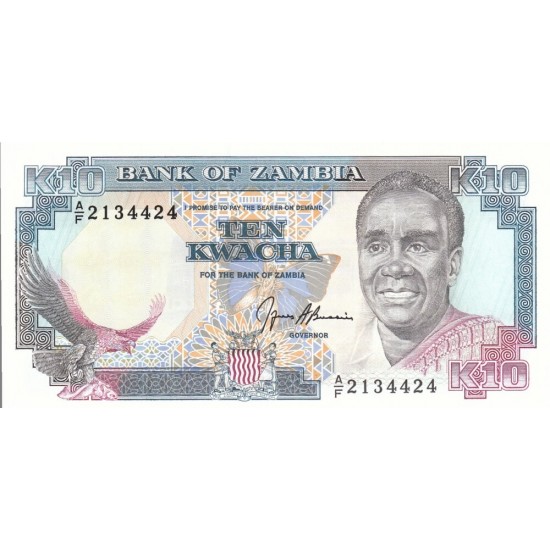 1989 - Zambia Pic 31b 10 Kwacha 1989 - Zambia Pic 31b 10 Kwacha