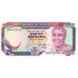 1989 Zambia pic 33b billete de 50 Kwacha 