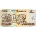 1992  Zambia   Pic  39a   500 Kwacha  banknote